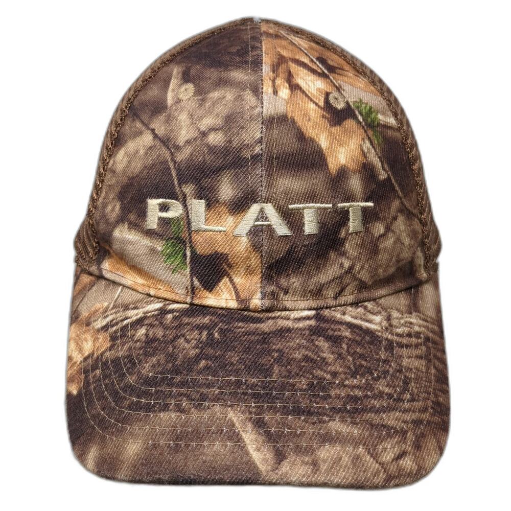 Brown Baseball Cap One Size Camo Platt Embroidered Mesh Strapback Hat Adjustable